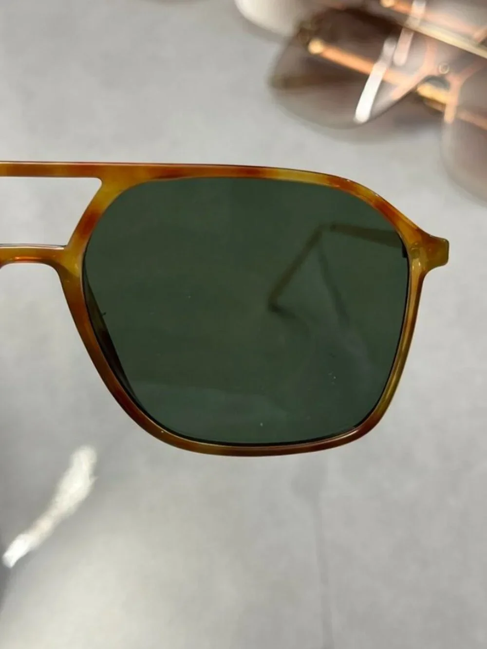AIRE Cusp Aviator Sunglasses Vintage Tortoise Gold Frame Green Lens